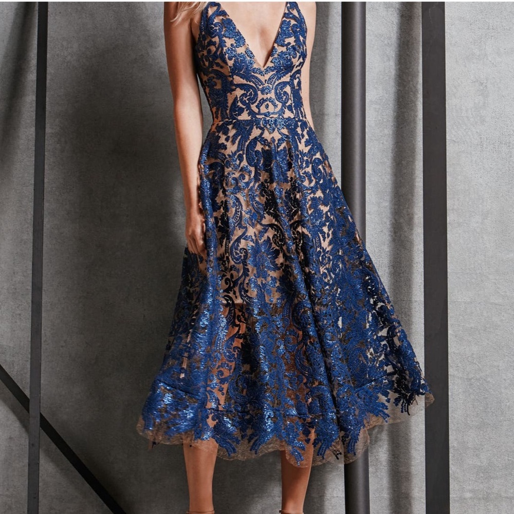 Dress the Population Blair Navy Nude Dress XS